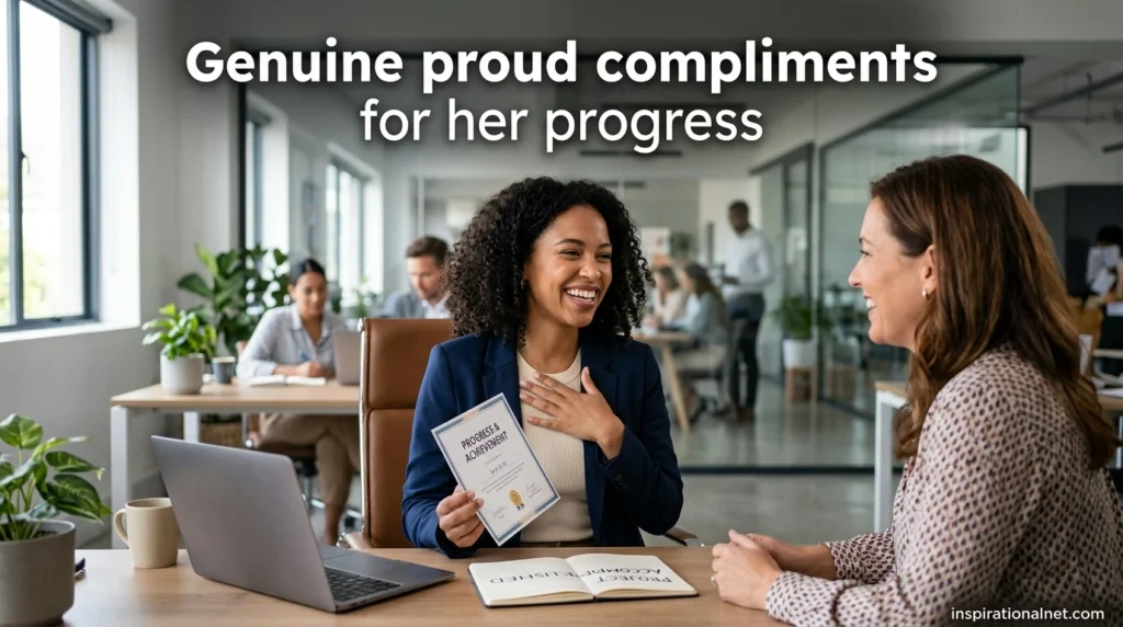Genuine proud compliments for her progress