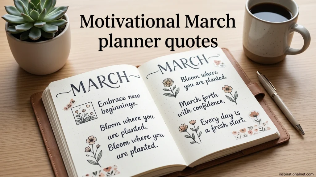 Motivational March planner quotes