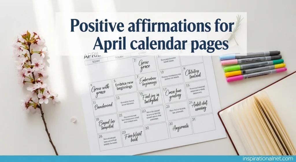 Positive affirmations for April calendar pages