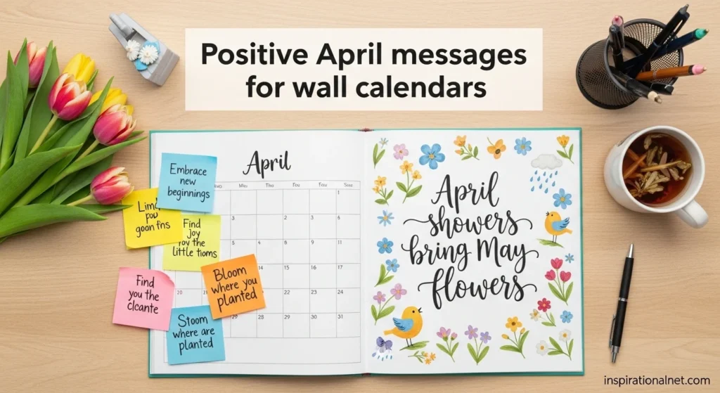 Positive April messages for wall calendars
