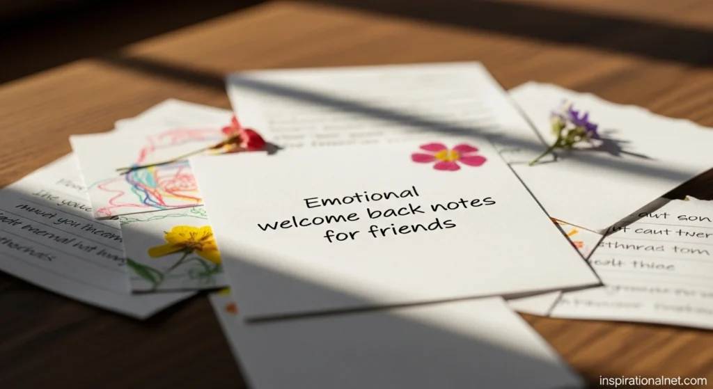 Emotional welcome back notes for friends