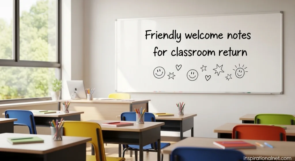 Friendly welcome notes for classroom return