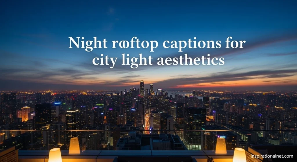 Night rooftop captions for city light aesthetics