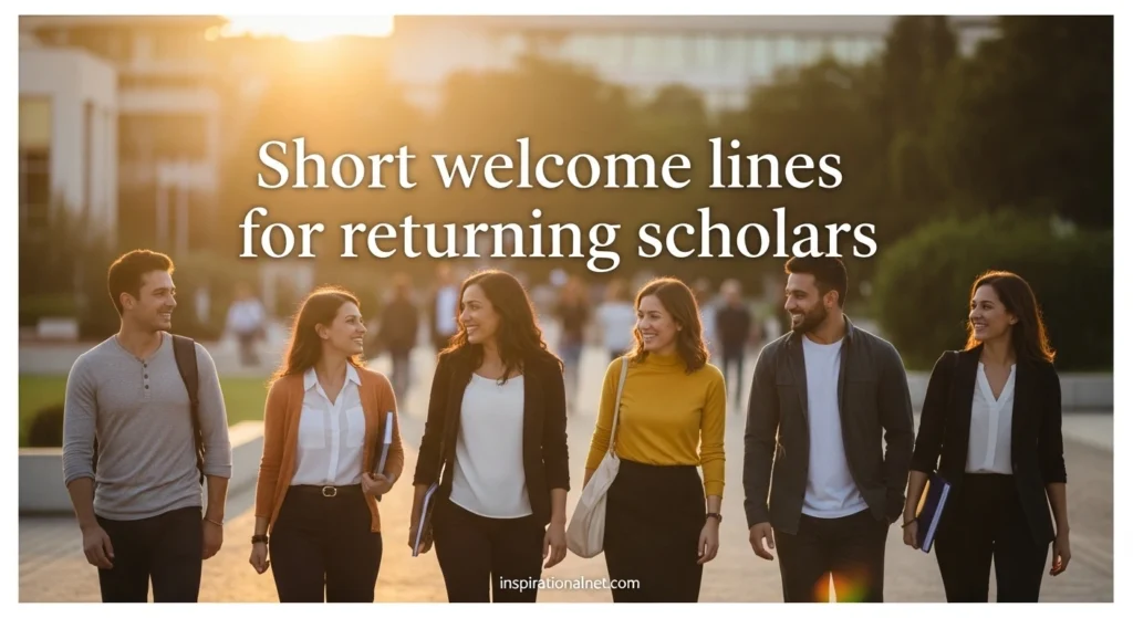 Short welcome lines for returning scholars