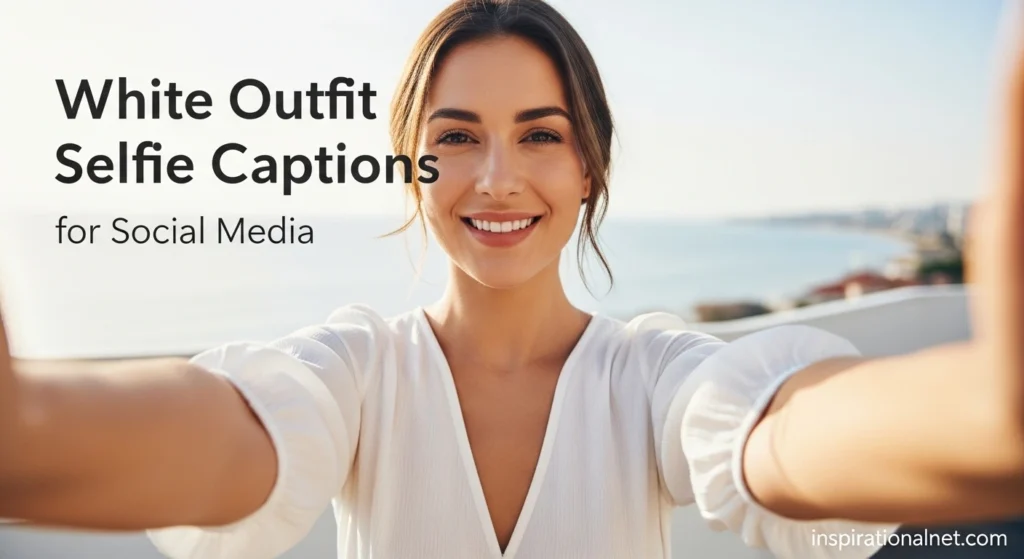 White Outfit Selfie Captions for Social Media